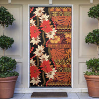 Hawaii Christmas Poinsettia Lei Door Cover Tapa Pattern LT01 Brown - Polynesian Pride