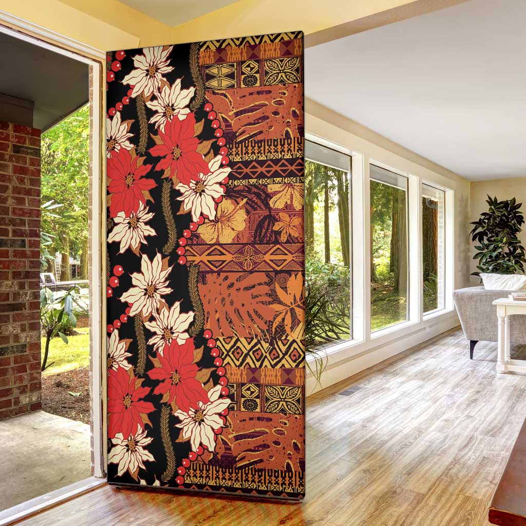 Hawaii Christmas Poinsettia Lei Door Cover Tapa Pattern LT01 - Polynesian Pride