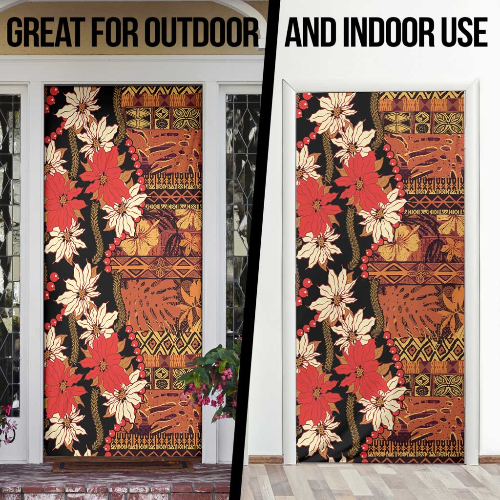 Hawaii Christmas Poinsettia Lei Door Cover Tapa Pattern LT01 - Polynesian Pride