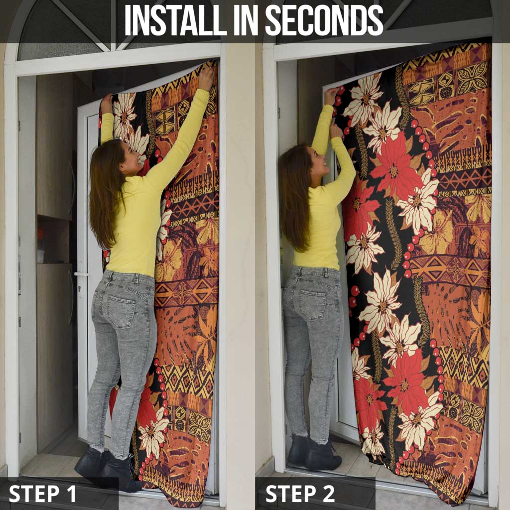 Hawaii Christmas Poinsettia Lei Door Cover Tapa Pattern LT01 - Polynesian Pride