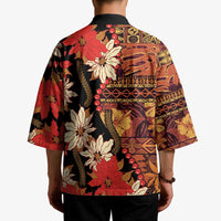 Hawaii Christmas Poinsettia Lei Kimono Tapa Pattern - Polynesian Pride