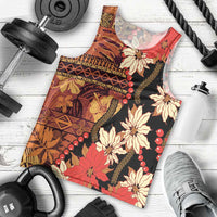 Hawaii Christmas Poinsettia Lei Men Tank Top Tapa Pattern - Polynesian Pride