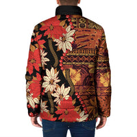 Hawaii Christmas Poinsettia Lei Padded Jacket Tapa Pattern LT01 - Polynesian Pride