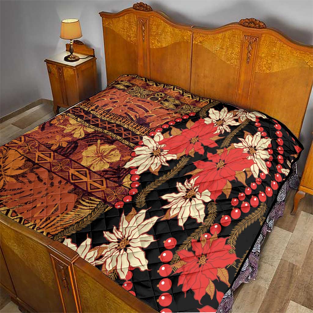 Hawaii Christmas Poinsettia Lei Quilt Tapa Pattern - Polynesian Pride
