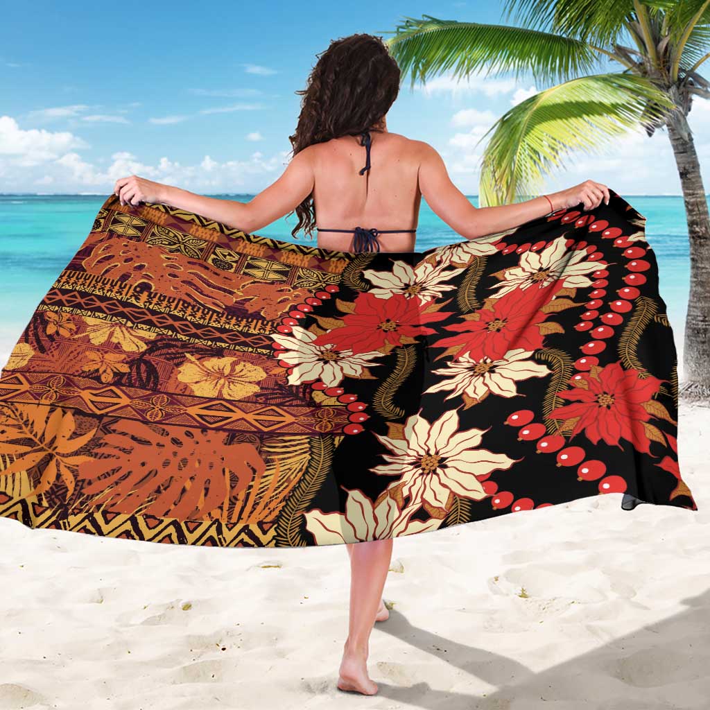 Hawaii Christmas Poinsettia Lei Sarong Tapa Pattern - Polynesian Pride