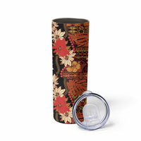 Hawaii Christmas Poinsettia Lei Skinny Tumbler Tapa Pattern - Polynesian Pride