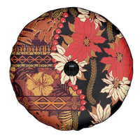 Hawaii Christmas Poinsettia Lei Spare Tire Cover Tapa Pattern - Polynesian Pride