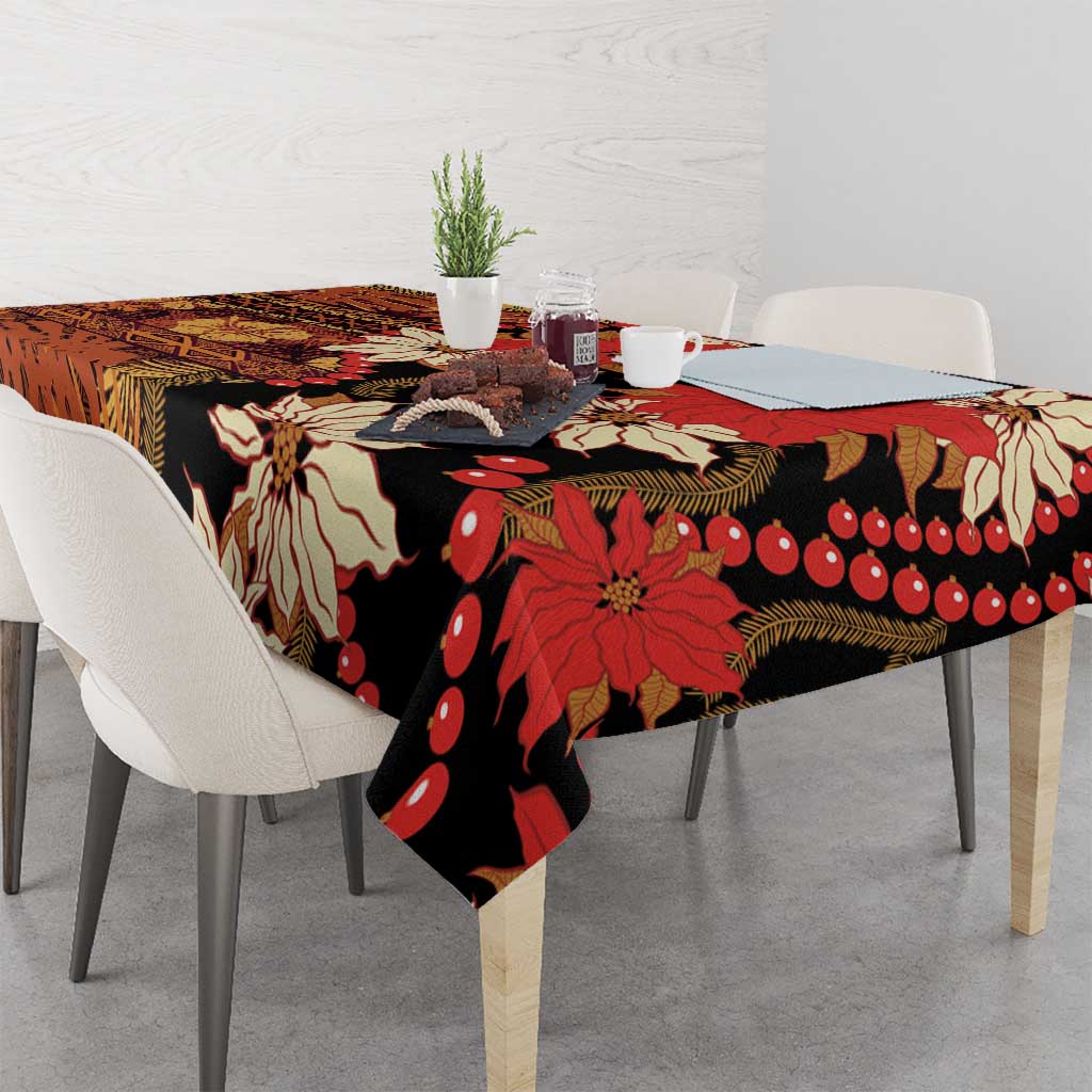 Hawaii Christmas Poinsettia Lei Tablecloth Tapa Pattern LT01 - Polynesian Pride