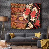Hawaii Christmas Poinsettia Lei Tapestry Tapa Pattern - Polynesian Pride