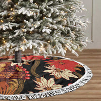 Hawaii Christmas Poinsettia Lei Tree Skirt Tapa Pattern - Polynesian Pride