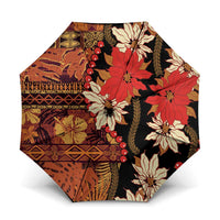 Hawaii Christmas Poinsettia Lei Umbrella Tapa Pattern - Polynesian Pride
