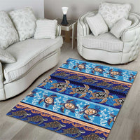 Hawaii Turtles Pattern Special Blue Area Rug - Polynesian Pride