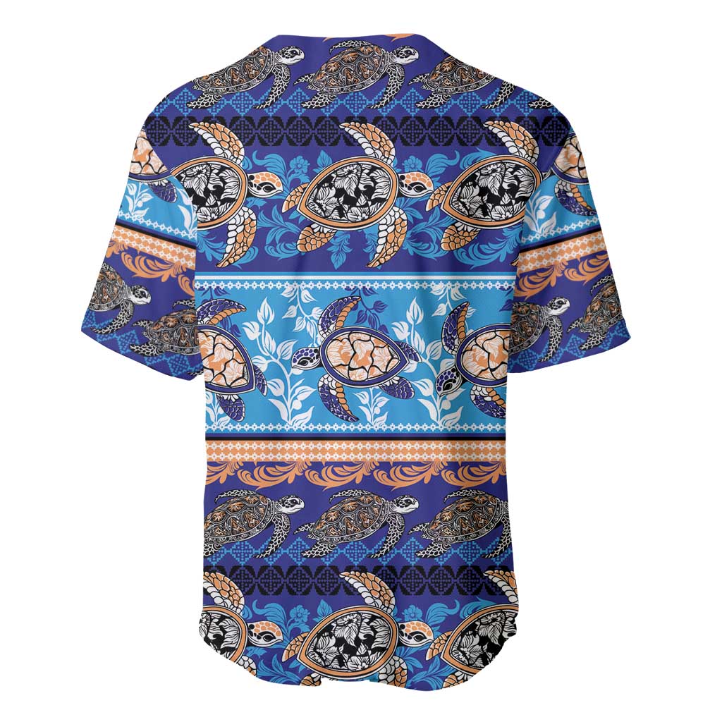 Hawaii Turtles Pattern Special Blue Baseball Jersey - Polynesian Pride