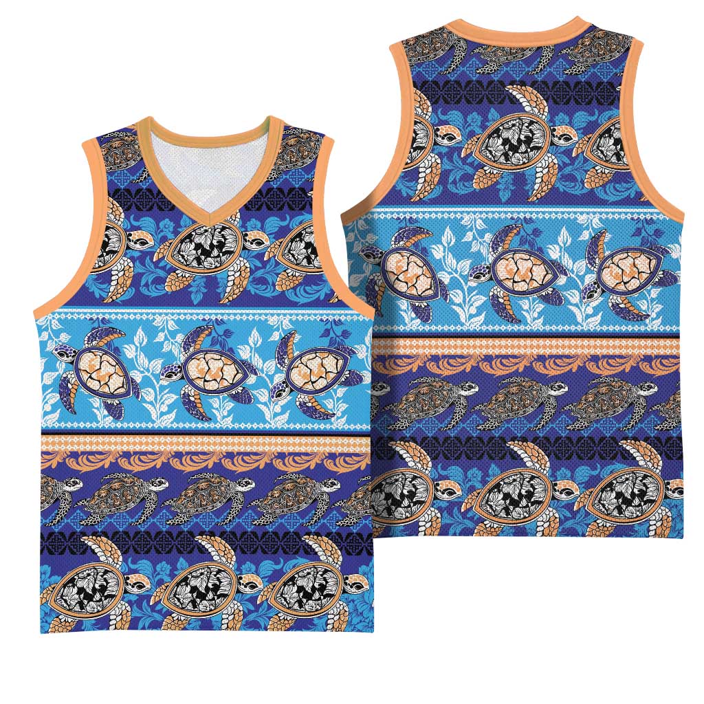 Hawaii Turtles Pattern Special Blue Basketball Jersey LT01 - Polynesian Pride