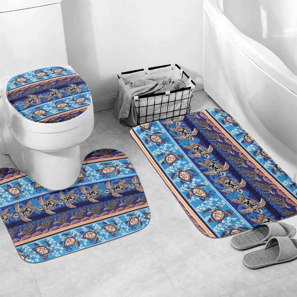 Hawaii Turtles Pattern Special Blue Bathroom Set LT01 Mat Set Only (3 pcs) One Size Blue - Polynesian Pride