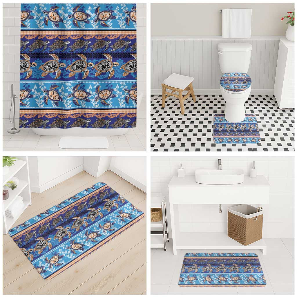Hawaii Turtles Pattern Special Blue Bathroom Set LT01 - Polynesian Pride