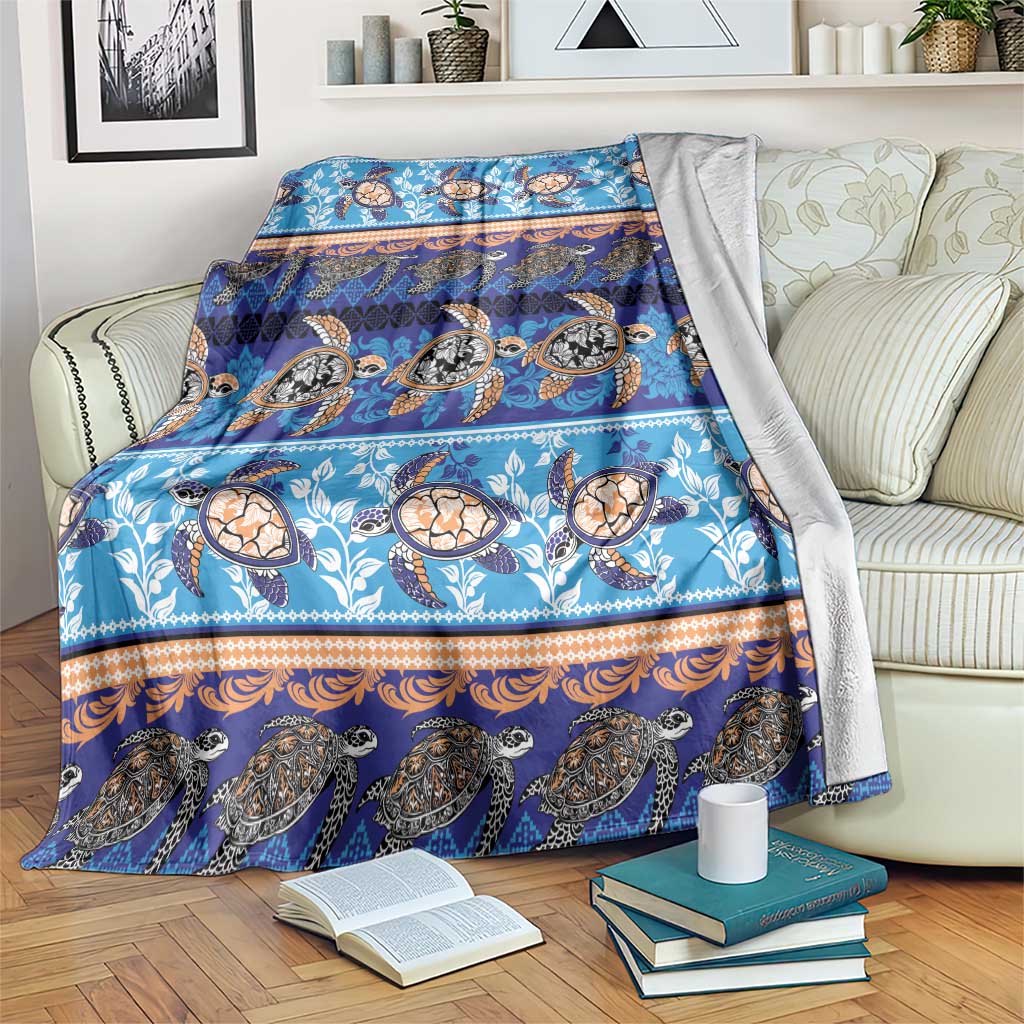 Hawaii Turtles Pattern Special Blue Blanket - Polynesian Pride