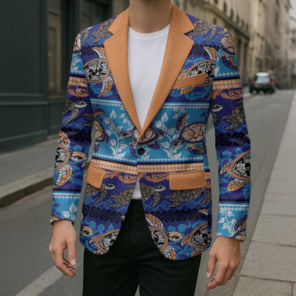 Hawaii Turtles Pattern Special Blue Blazer - Polynesian Pride