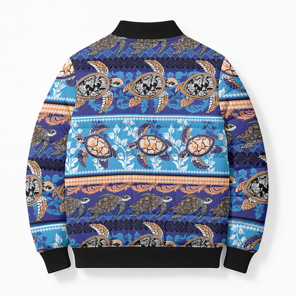 Hawaii Turtles Pattern Special Blue Bomber Puffer Jacket LT01 - Polynesian Pride