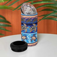 Hawaii Turtles Pattern Special Blue 4 in 1 Can Cooler Tumbler - Polynesian Pride
