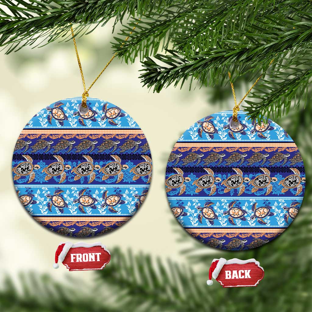 Hawaii Turtles Pattern Special Blue Ceramic Ornament - Polynesian Pride