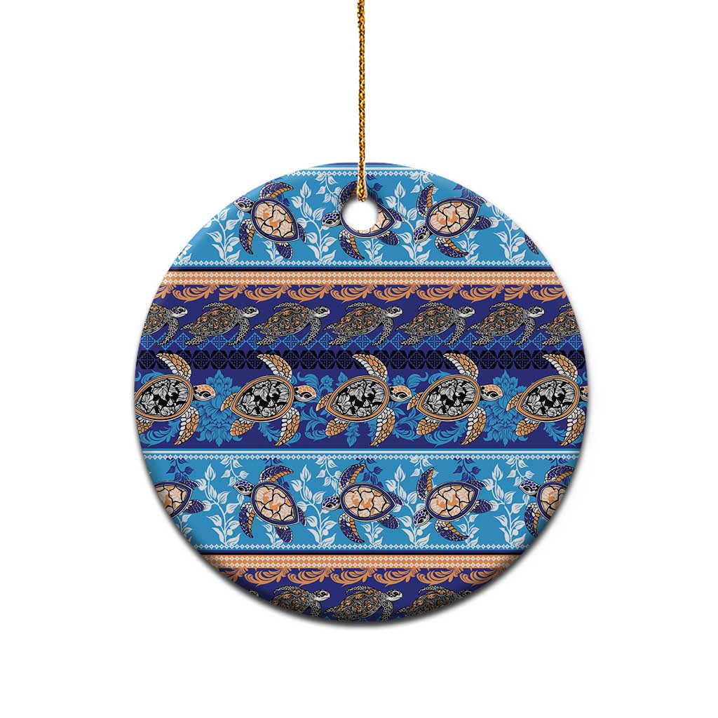 Hawaii Turtles Pattern Special Blue Ceramic Ornament - Polynesian Pride