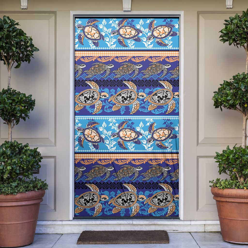 Hawaii Turtles Pattern Special Blue Door Cover LT01 Blue - Polynesian Pride