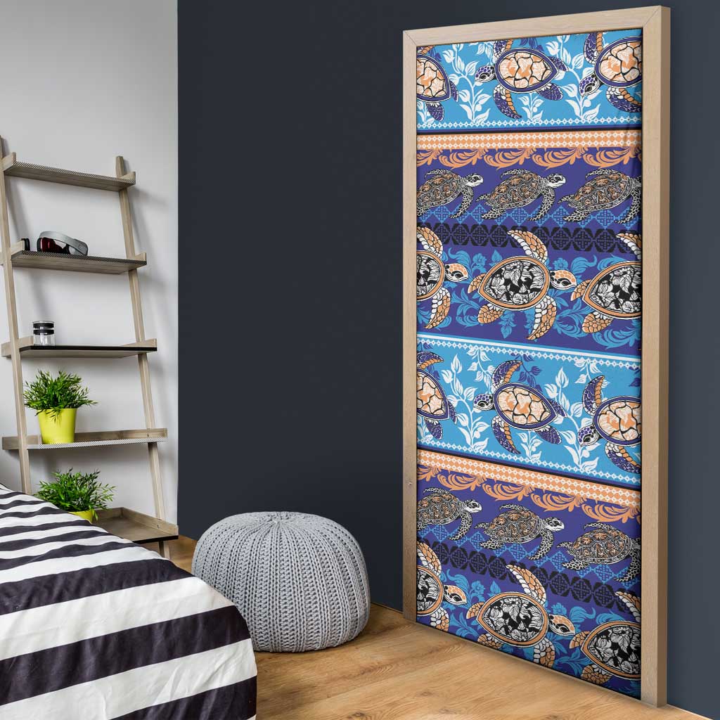 Hawaii Turtles Pattern Special Blue Door Cover LT01 - Polynesian Pride