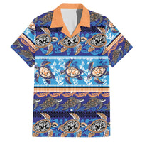 Hawaii Turtles Pattern Special Blue Family Matching Off The Shoulder Long Sleeve Dress and Hawaiian Shirt - Polynesian Pride