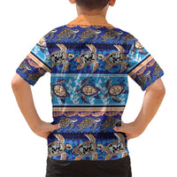 Hawaii Turtles Pattern Special Blue Family Matching Puletasi and Hawaiian Shirt LT01 - Polynesian Pride