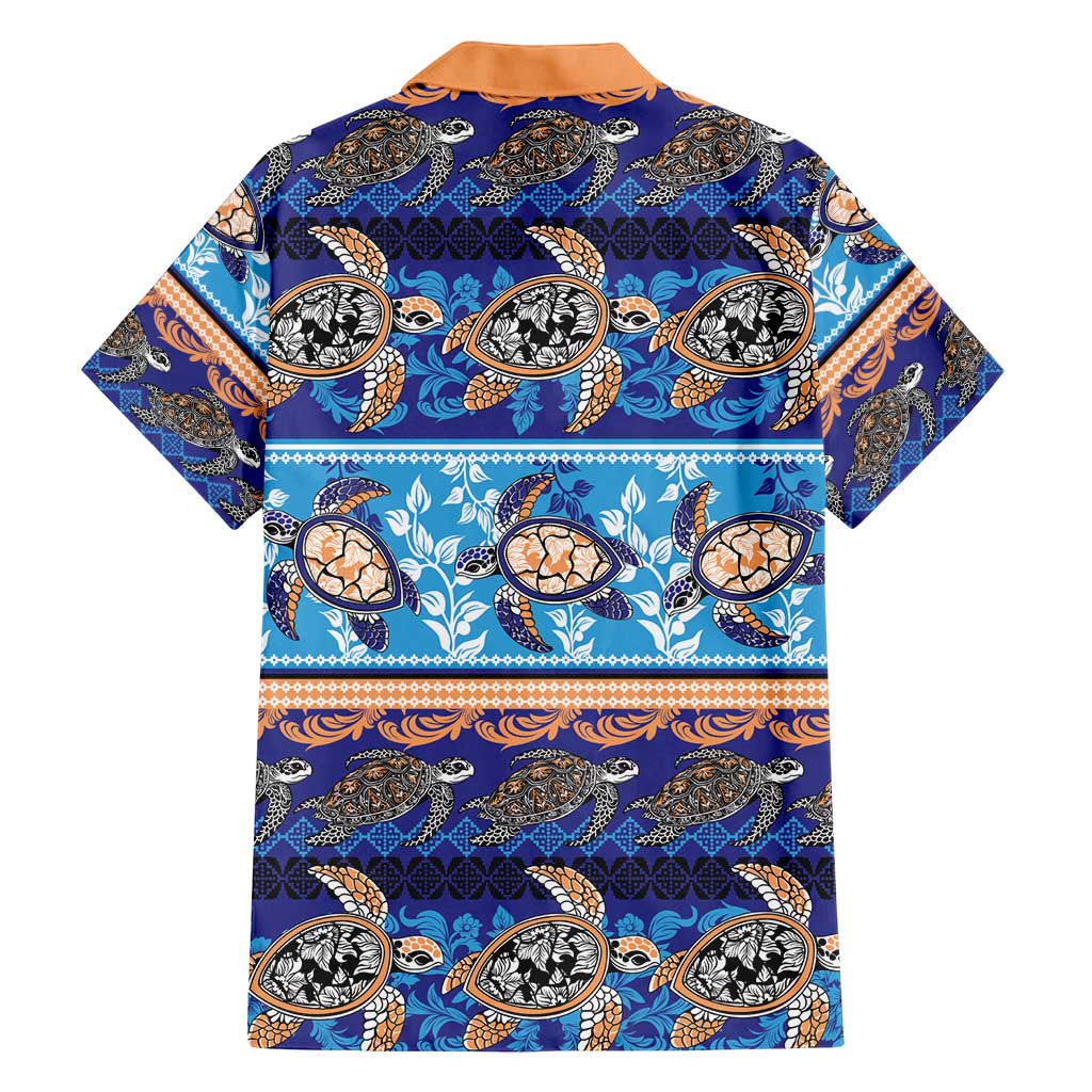 Hawaii Turtles Pattern Special Blue Family Matching Puletasi and Hawaiian Shirt LT01 - Polynesian Pride