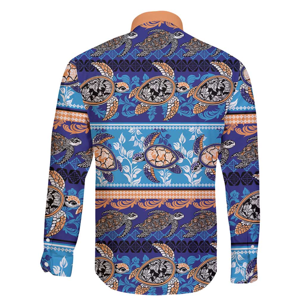 Hawaii Turtles Pattern Special Blue Family Matching Puletasi and Hawaiian Shirt LT01 - Polynesian Pride