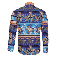 Hawaii Turtles Pattern Special Blue Family Matching Puletasi and Hawaiian Shirt LT01 - Polynesian Pride