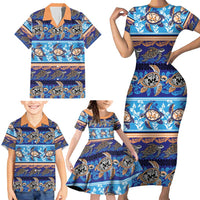 Hawaii Turtles Pattern Special Blue Family Matching Short Sleeve Bodycon Dress and Hawaiian Shirt - Polynesian Pride