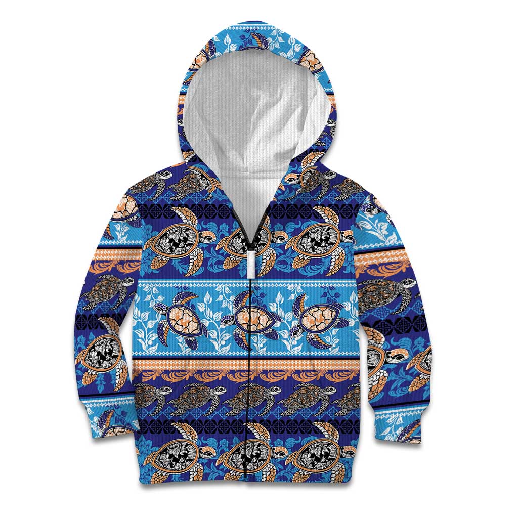 Hawaii Turtles Pattern Special Blue Kid Hoodie - Polynesian Pride