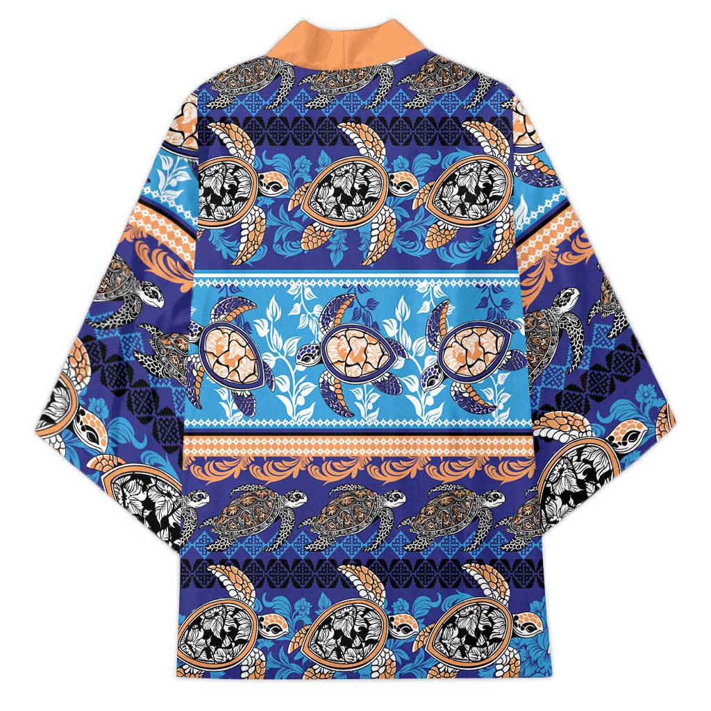 Hawaii Turtles Pattern Special Blue Kimono - Polynesian Pride