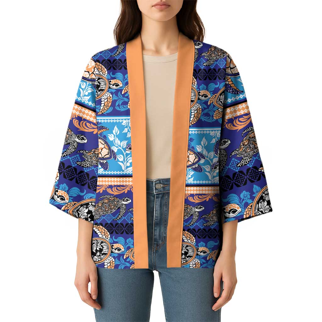 Hawaii Turtles Pattern Special Blue Kimono - Polynesian Pride