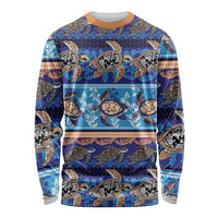 Hawaii Turtles Pattern Special Blue Long Sleeve Shirt - Polynesian Pride