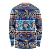 Hawaii Turtles Pattern Special Blue Long Sleeve Shirt - Polynesian Pride