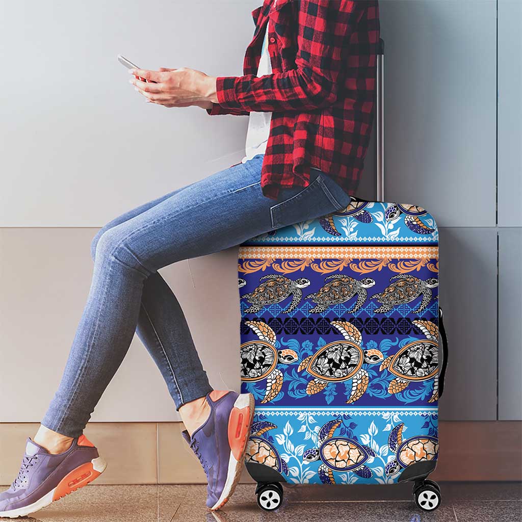 Hawaii Turtles Pattern Special Blue Luggage Cover - Polynesian Pride