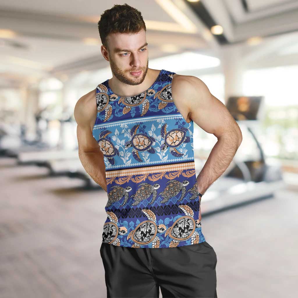 Hawaii Turtles Pattern Special Blue Men Tank Top LT01 Blue - Polynesian Pride