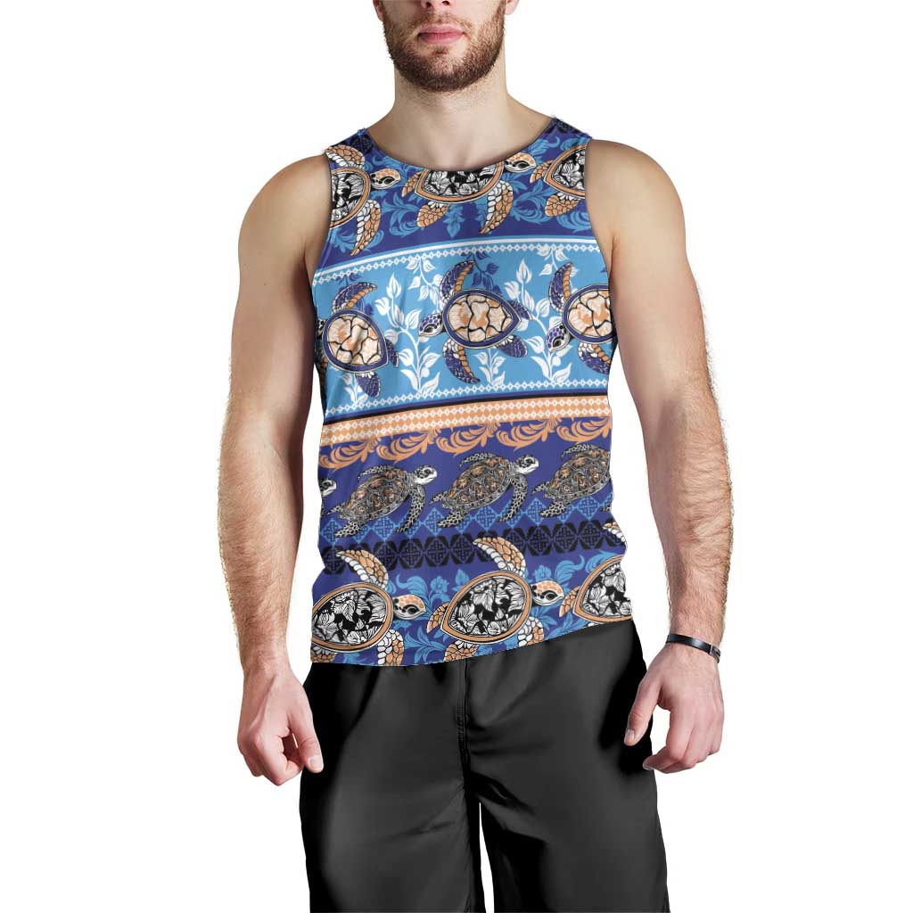 Hawaii Turtles Pattern Special Blue Men Tank Top LT01 - Polynesian Pride