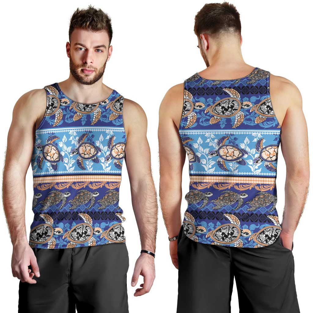 Hawaii Turtles Pattern Special Blue Men Tank Top LT01 - Polynesian Pride