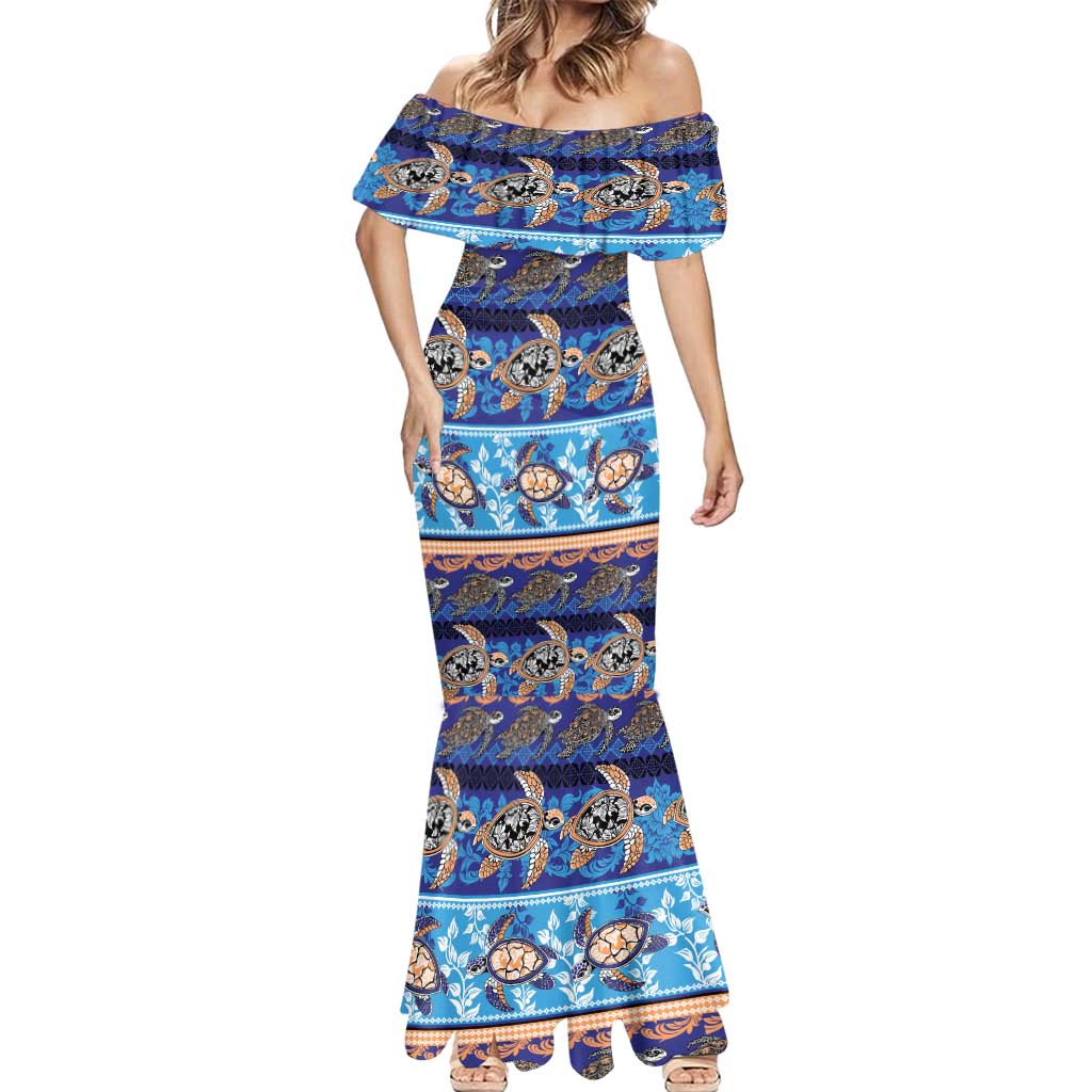 Hawaii Turtles Pattern Special Blue Mermaid Dress - Polynesian Pride