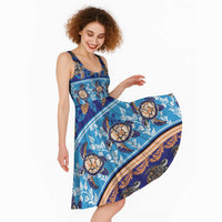 Hawaii Turtles Pattern Special Blue Midi Dress - Polynesian Pride