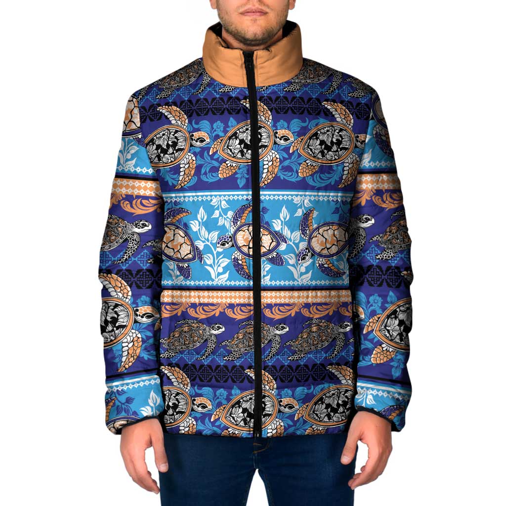 Hawaii Turtles Pattern Special Blue Padded Jacket LT01 Men Blue - Polynesian Pride