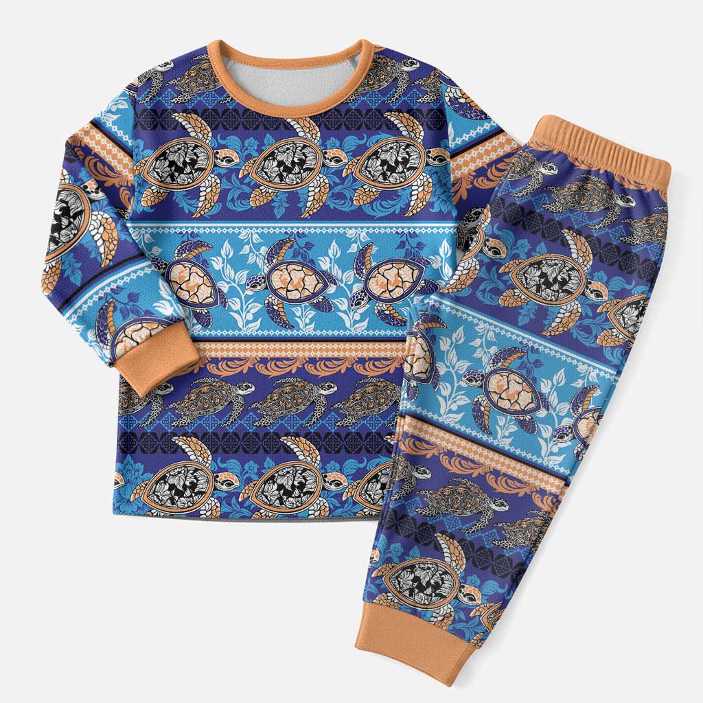 Hawaii Turtles Pattern Special Blue Christmas Pajama Set LT01 Men Blue - Polynesian Pride