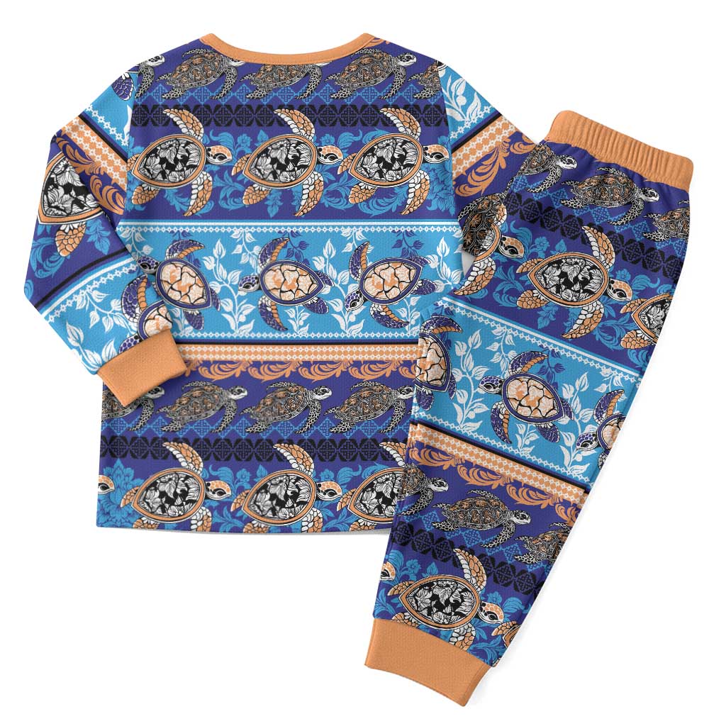 Hawaii Turtles Pattern Special Blue Christmas Pajama Set LT01 - Polynesian Pride