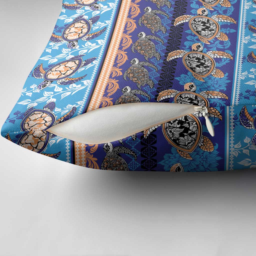 Hawaii Turtles Pattern Special Blue Pillow Cover - Polynesian Pride