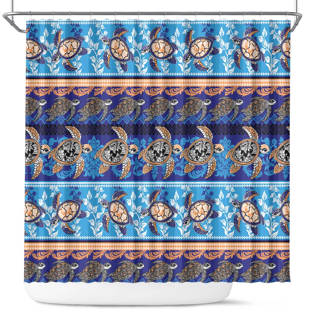 Hawaii Turtles Pattern Special Blue Shower Curtain - Polynesian Pride
